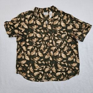 Womens Vintage Short Sleeve Button-Up Shirt Size Large